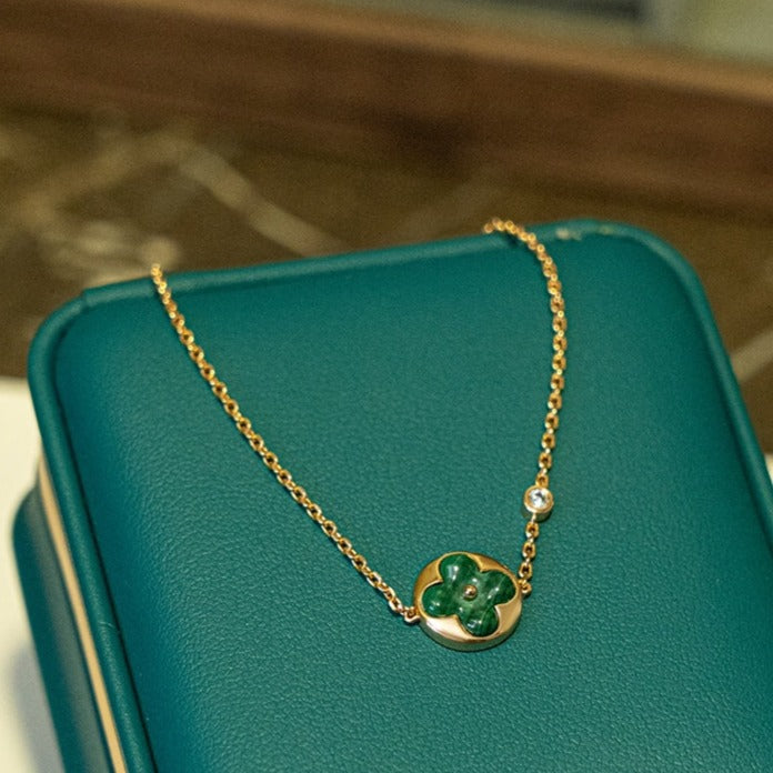 [Elite]SUN MALACHITE 1 DIAMOND PINK GOLD BRACELET
