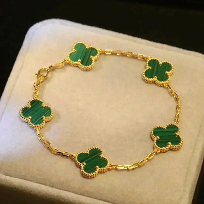 [Elite] CLOVER 5 MOTIF MALACHITE BRACELET COLLECTION