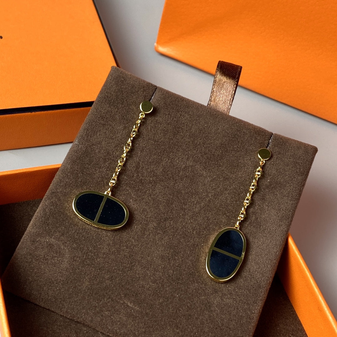 [Elite]CHAINE VERSO BLACK CERAMIC EARRINGS