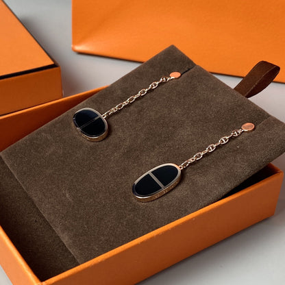 [Elite]CHAINE VERSO BLACK CERAMIC EARRINGS