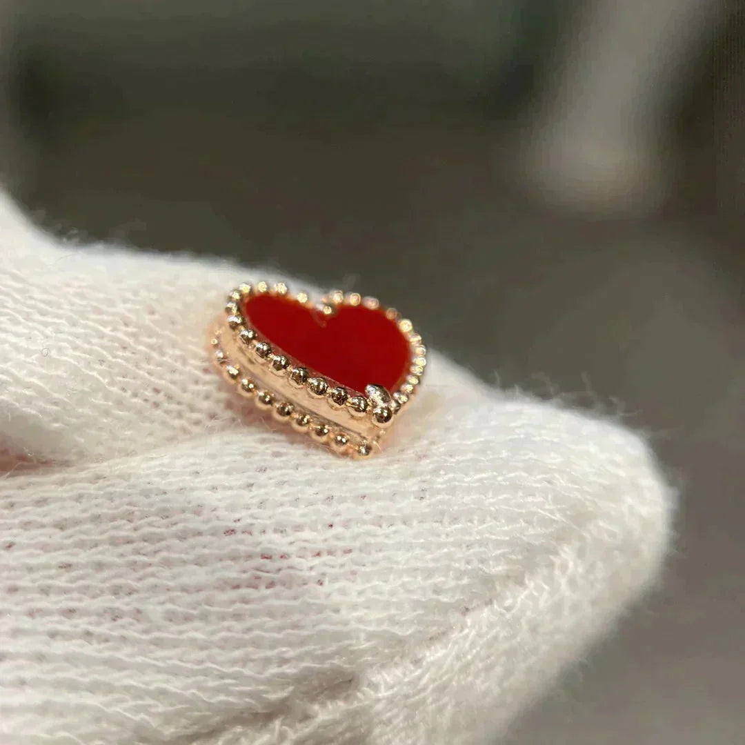 [Elite]HEART CARNELIAN STUD EARRINGS
