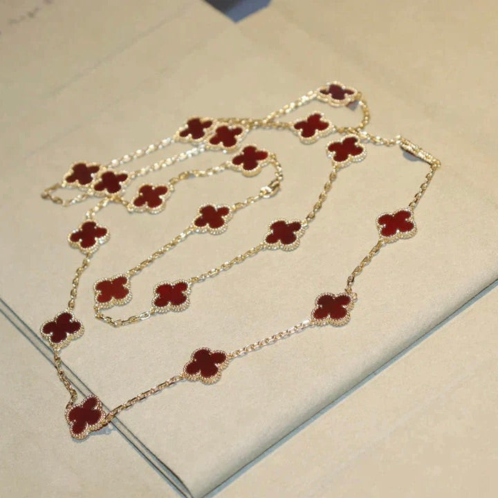 [Elite]CLOVER 20 MOTIFS CARNELIAN NECKLACE