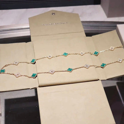 [Elite]CLOVER 20 MOTIFS MALACHITE DIAMOND NECKLACE