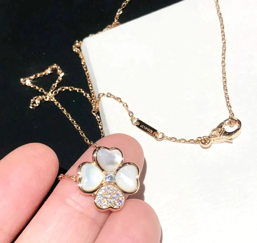 [Elite]CLOVER MOP DIAMOND ROSE GOLD NECKLACE
