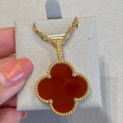 [Elite]CLOVER 25MM NECKLACE GOLD CARNELIAN