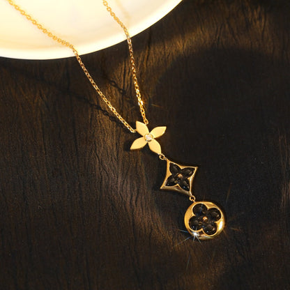 [Elite]STAR AND SUN ONYX PINK GOLD NECKLACE