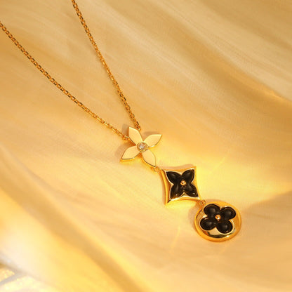 [Elite]STAR AND SUN ONYX PINK GOLD NECKLACE