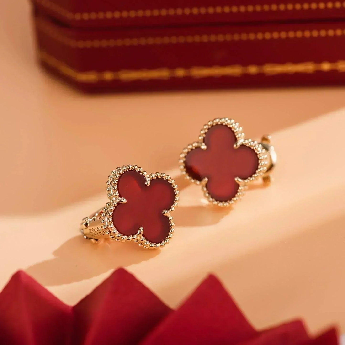 [Elite]CLOVER MEDIUM 1 MOTIFS CARNELIAN  EARRINGS