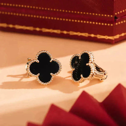 [Elite]CLOVER MEDIUM 1 MOTIFS  ONYX STUD EARRINGS