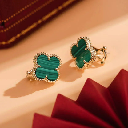 [Elite]CLOVER MEDIUM 1 MOTIFS MALACHITE  EARRINGS