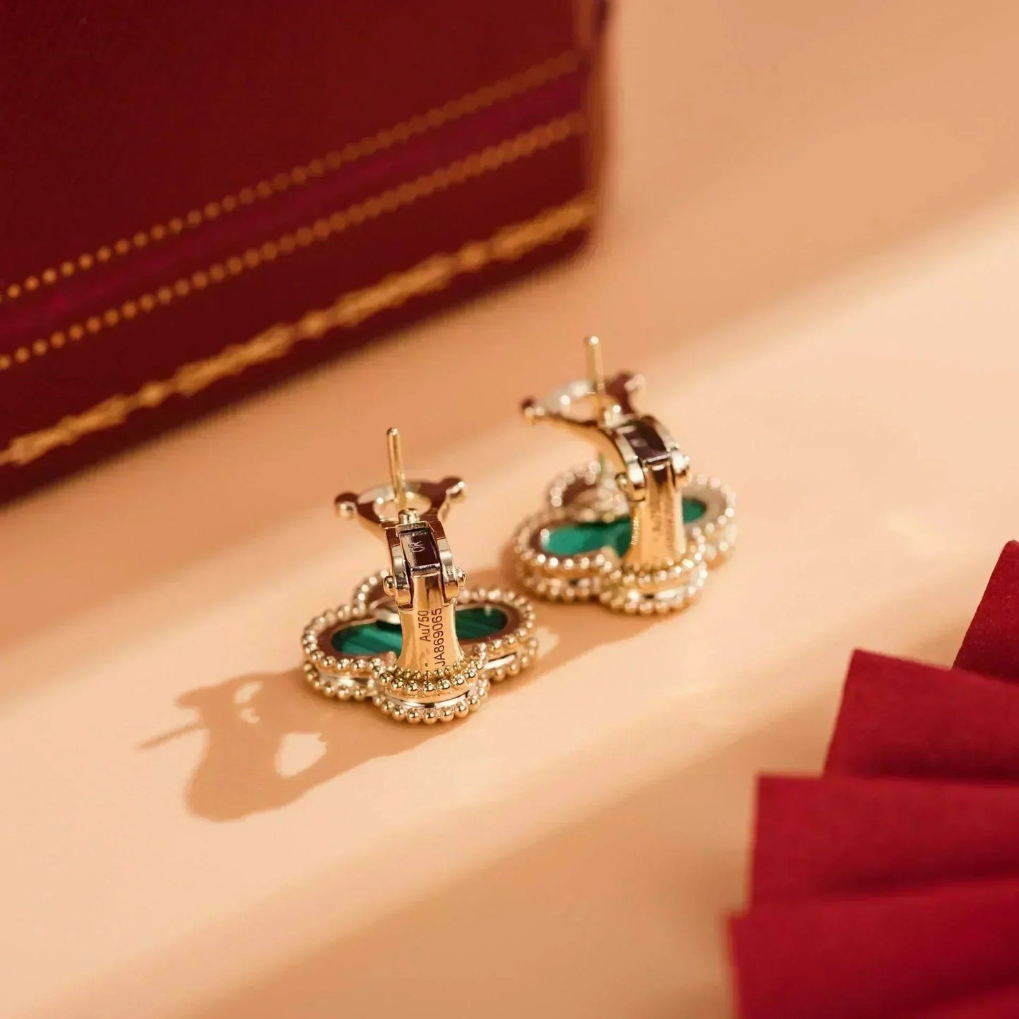 [Elite]CLOVER MEDIUM 1 MOTIFS MALACHITE  EARRINGS