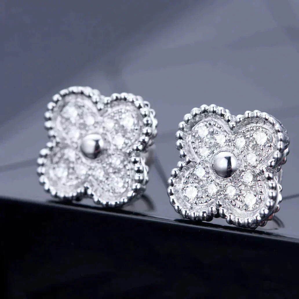 [Elite]CLOVER 1 MOTIFS DIAMOND STUD EARRINGS SILVER