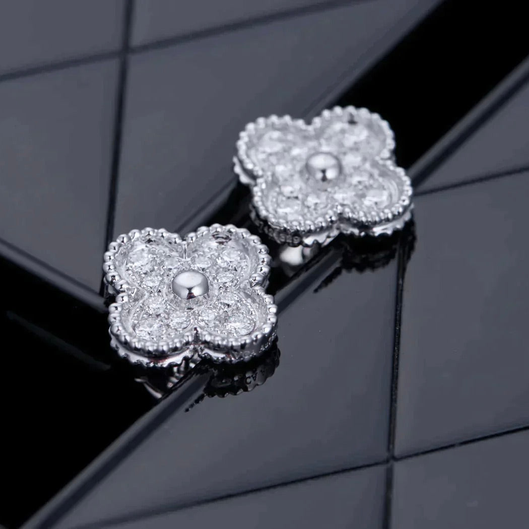 [Elite]CLOVER 1 MOTIFS DIAMOND STUD EARRINGS SILVER