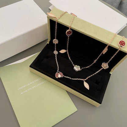 [Elite]LUCKY SPRING 15 MOTIFS ROSE GOLD NECKLACE