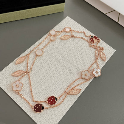 [Elite]LUCKY SPRING 15 MOTIFS ROSE GOLD NECKLACE