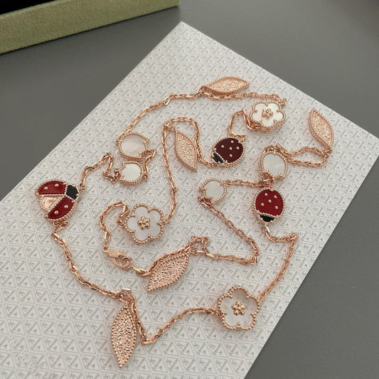 [Elite]LUCKY SPRING 15 MOTIFS ROSE GOLD NECKLACE