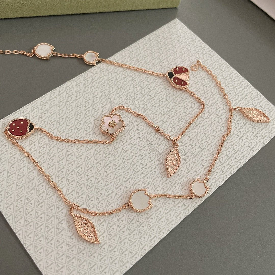 [Elite]LUCKY SPRING 15 MOTIFS ROSE GOLD NECKLACE