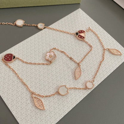 [Elite]LUCKY SPRING 15 MOTIFS ROSE GOLD NECKLACE