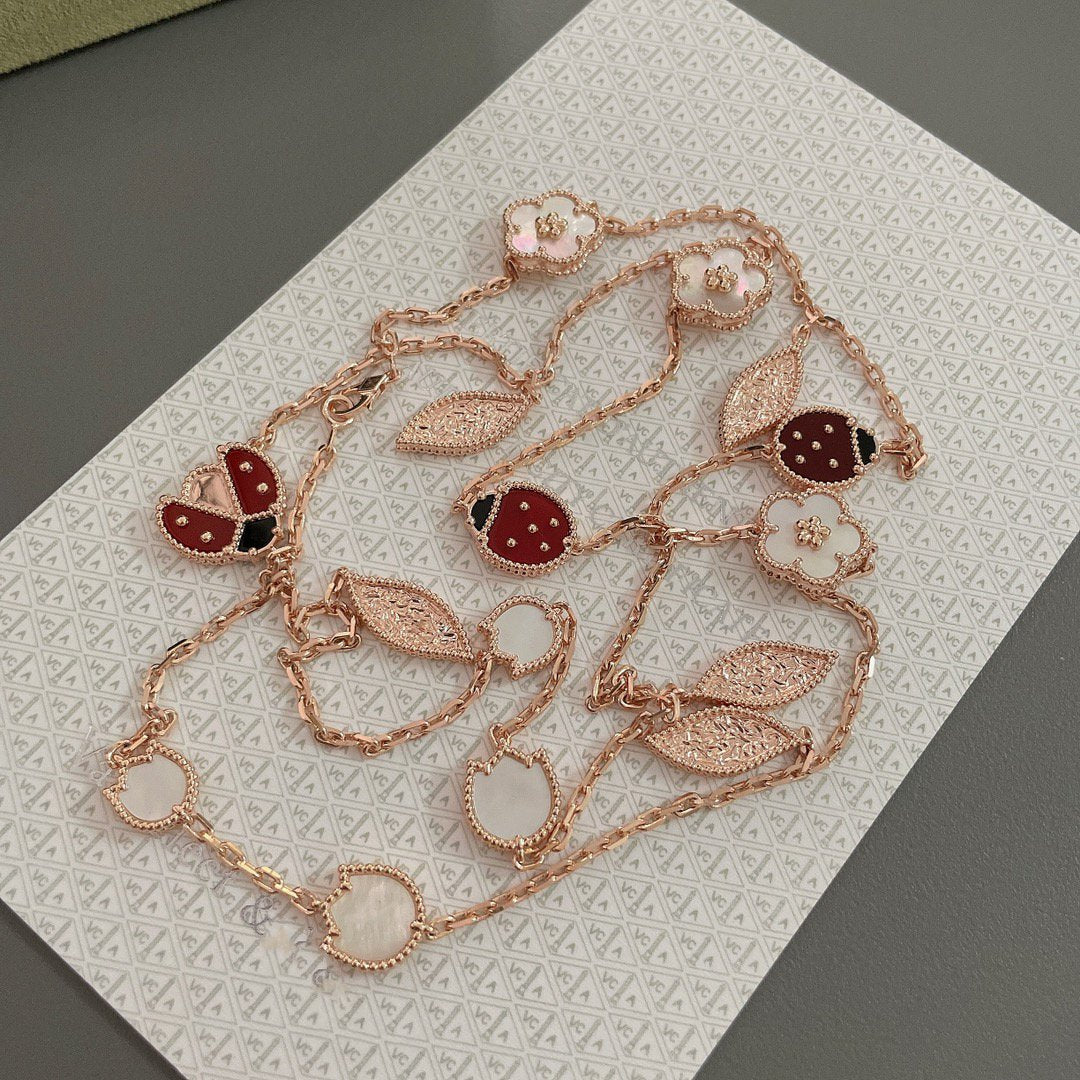 [Elite]LUCKY SPRING 15 MOTIFS ROSE GOLD NECKLACE