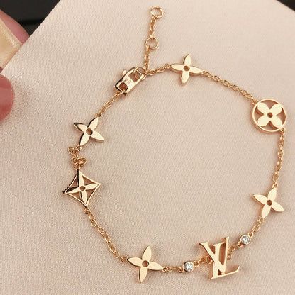 [Elite]STAR AND SUN 7 MOTIFS GOLD BRACELET