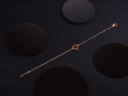 [Elite]HEART CARNELIAN PINK GOLD BRACELET