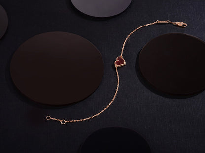 [Elite]HEART CARNELIAN PINK GOLD BRACELET
