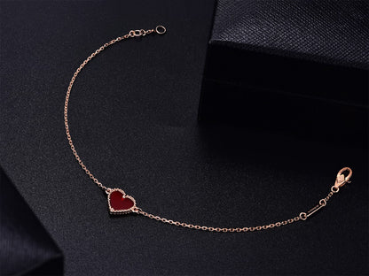 [Elite]HEART CARNELIAN PINK GOLD BRACELET