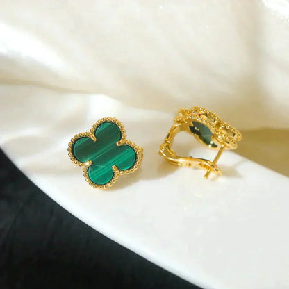 [Elite]CLOVER MEDIUM 1 MOTIFS MALACHITE  EARRINGS
