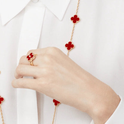 [Elite]CLOVER CARNELIAN RING ROSE GOLD DIAMOND