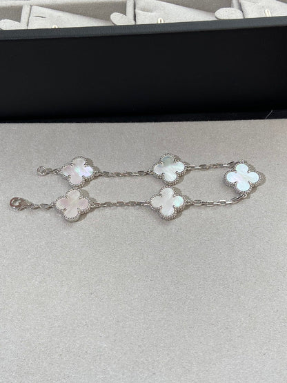 [Elite]CLOVER WHITE PEARL MOP 5 MOTIF BRACELET COLLECTION