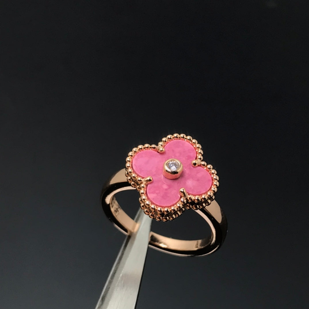 [Elite]CLOVER RHODONITE ROSE GOLD RING