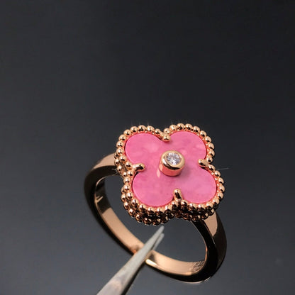 [Elite]CLOVER RHODONITE ROSE GOLD RING