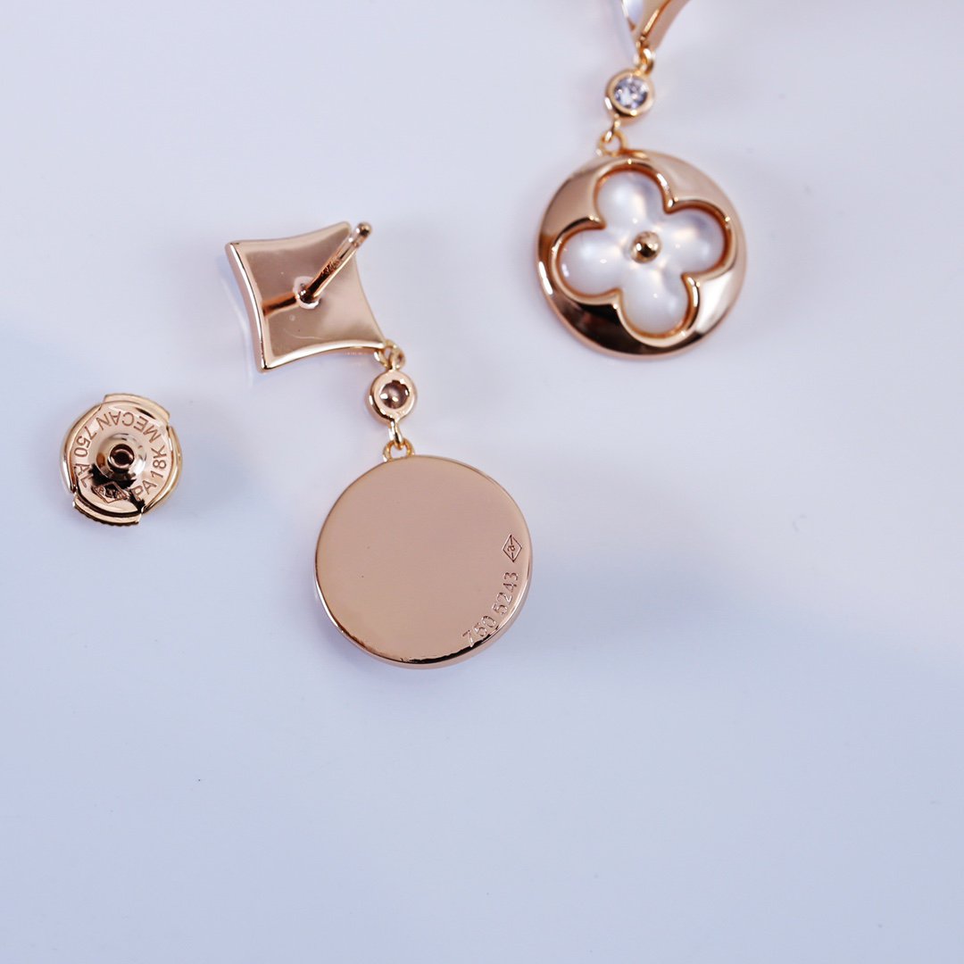 [Elite]STAR AND SUN PINK GOLD MOP DROP EARRINGS