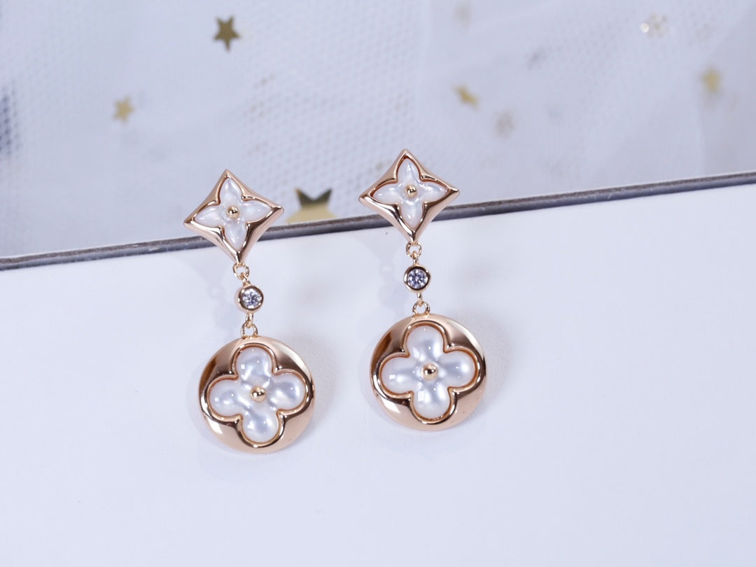 [Elite]STAR AND SUN PINK GOLD MOP DROP EARRINGS