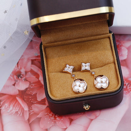[Elite]STAR AND SUN PINK GOLD MOP DROP EARRINGS