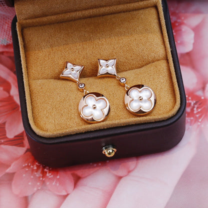 [Elite]STAR AND SUN PINK GOLD MOP DROP EARRINGS