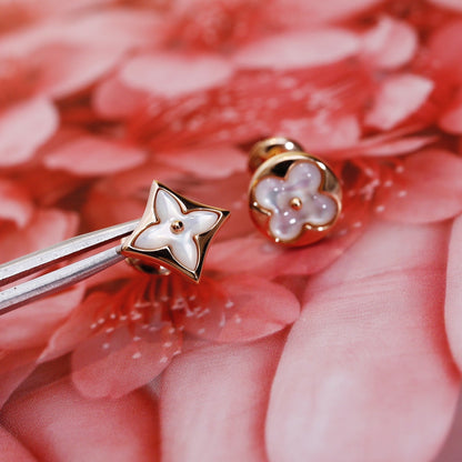 [Elite]STAR AND SUN PINK GOLD MOP STUD EARRINGS