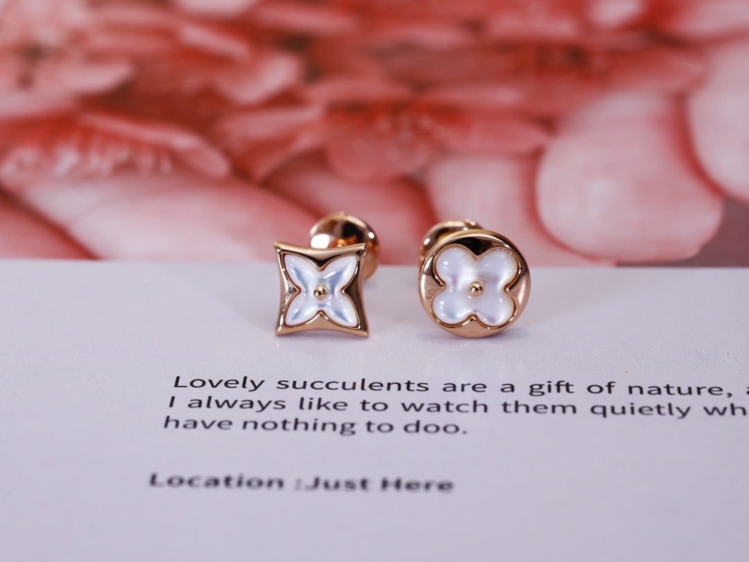 [Elite]STAR AND SUN PINK GOLD MOP STUD EARRINGS