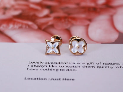 [Elite]STAR AND SUN PINK GOLD MOP STUD EARRINGS