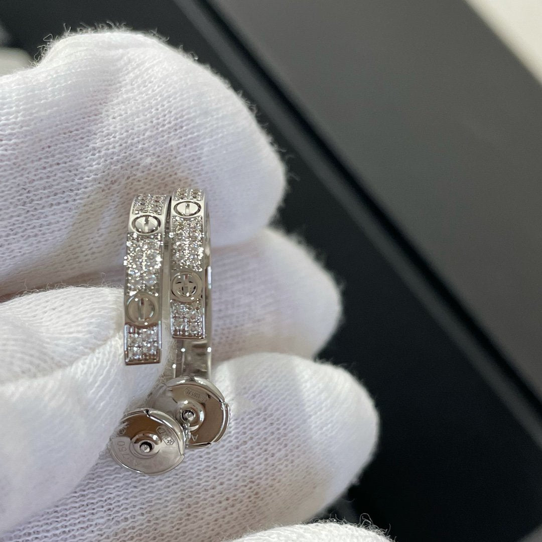 [Elite]LOVE DIAMOND SILVER HOOP EARRINGS