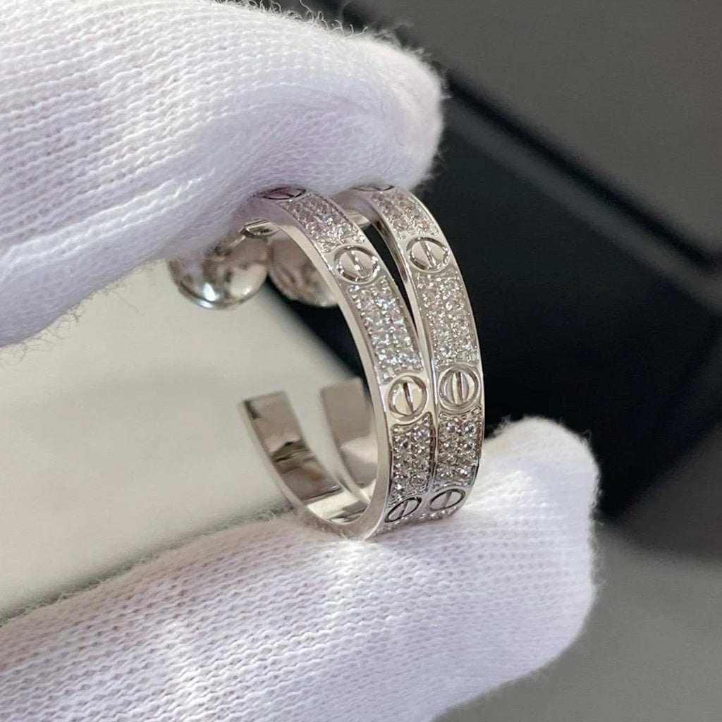 [Elite]LOVE EARRINGS 3.6MM DIAMOND PAVED