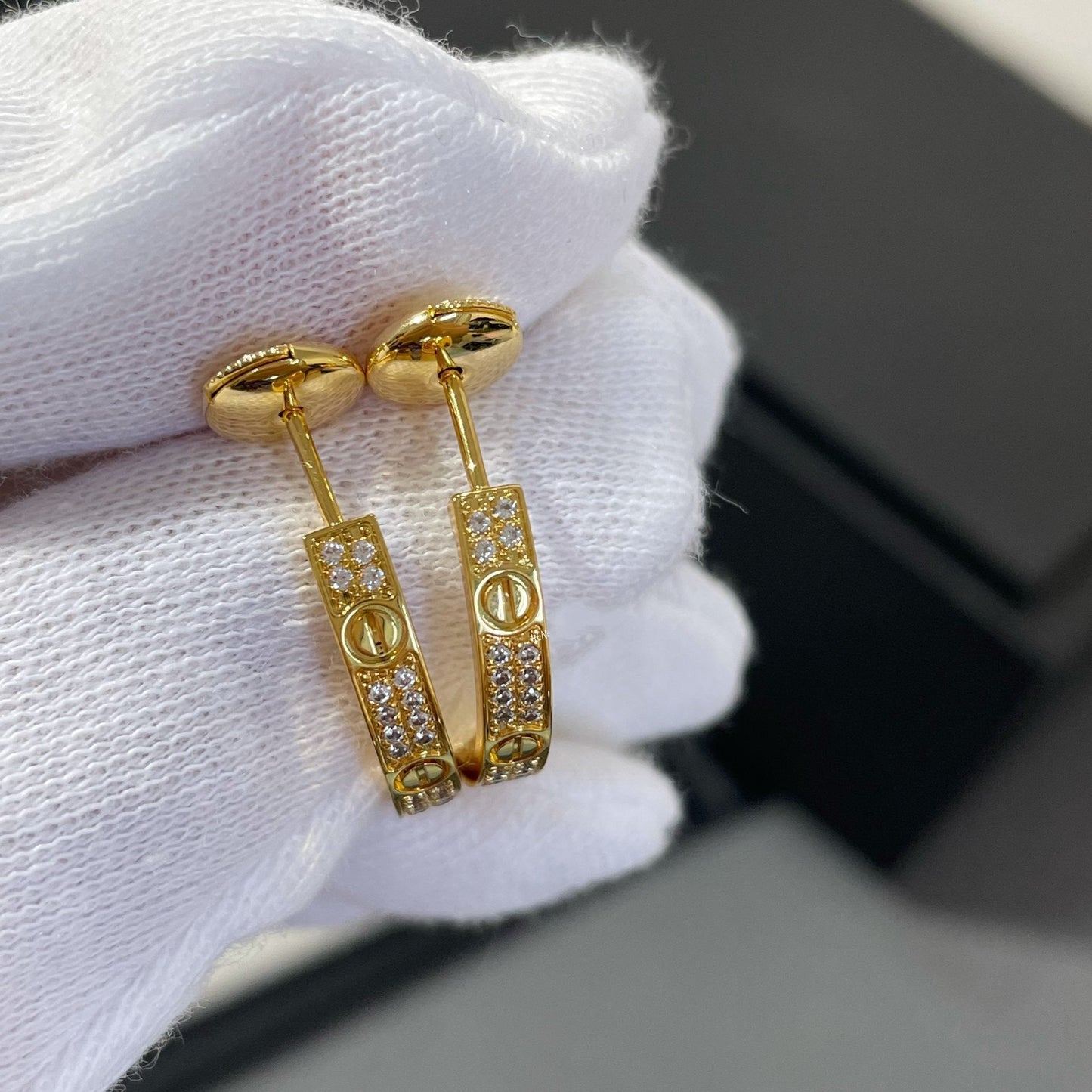 [Elite]LOVE DIAMOND GOLD HOOP EARRINGS