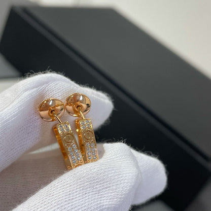 [Elite]LOVE DIAMOND PINK GOLD HOOP EARRINGS