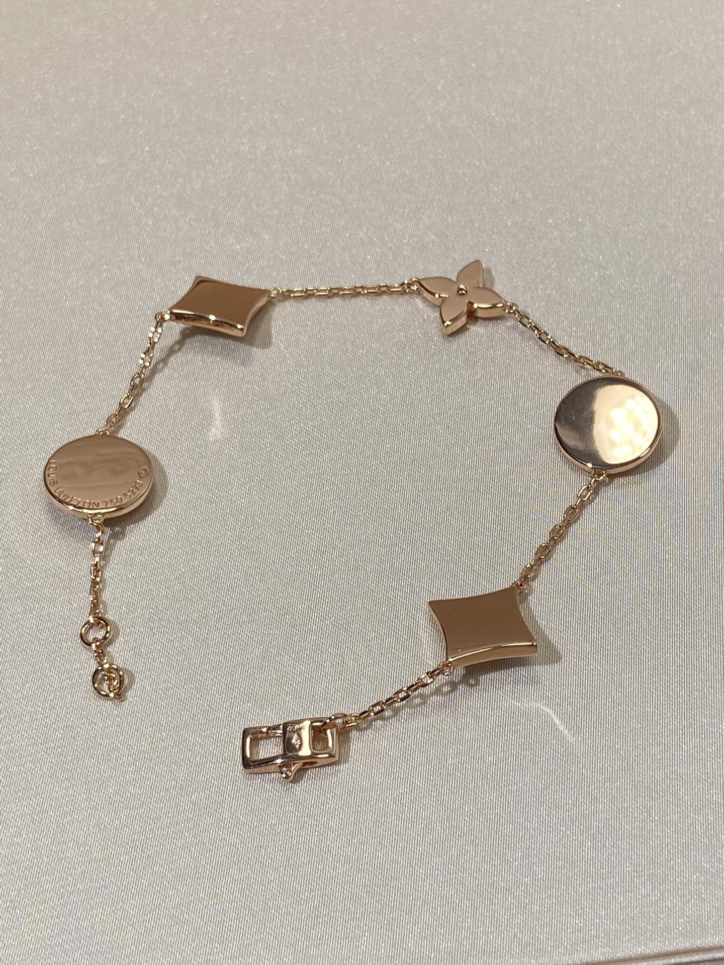 [Elite]STAR AND SUN 5 MOTIF MOP PINK GOLD BRACELET