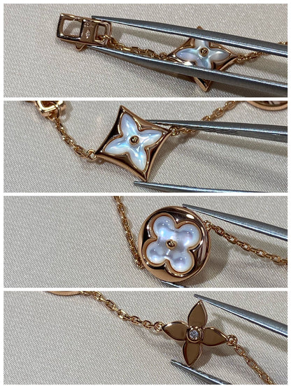 [Elite]STAR AND SUN 5 MOTIF MOP PINK GOLD BRACELET