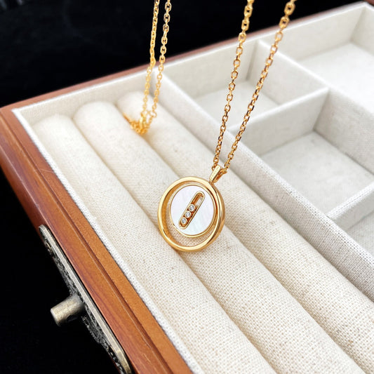 [Elite]LUCKY MOVE MOP PINK GOLD NECKLACE