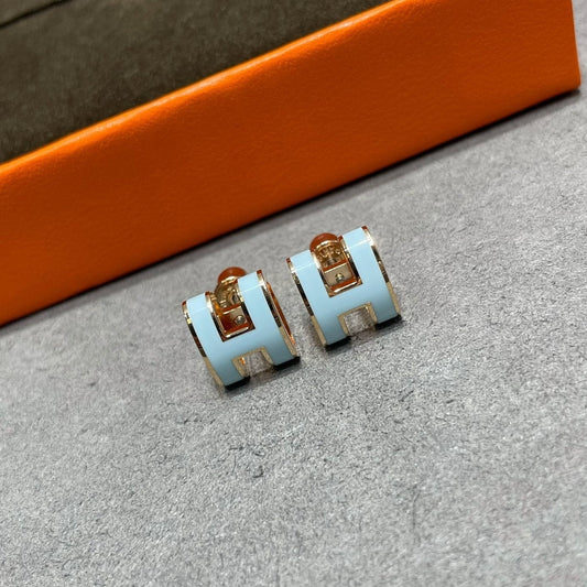 [Elite]POP H SKY BLUE STUD EARRINGS