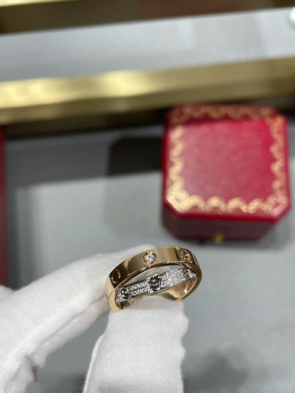 [Elite]LOVE PINK GOLD SILVER DIAMOND DOUBLE RING