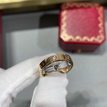 [Elite]LOVE PINK GOLD SILVER DIAMOND DOUBLE RING