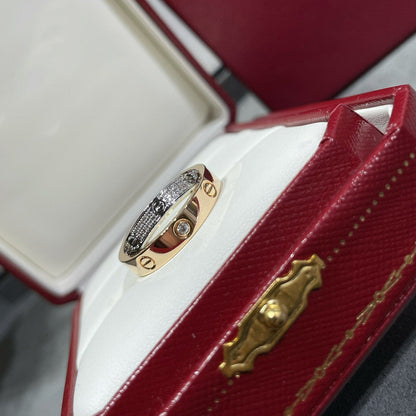 [Elite]LOVE PINK GOLD SILVER DIAMOND DOUBLE RING